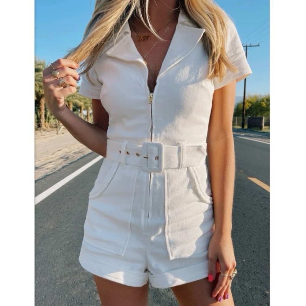 Mumu Outlaw Romper in Pearly White